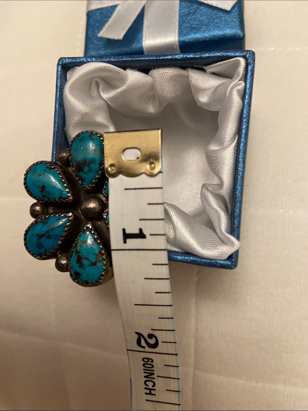 Vintage Native American Turquoise Cluster Flower Ring - Picture 9 of 10